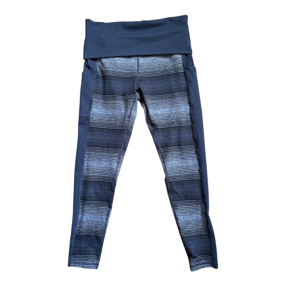 Offline By Aerie The Hugger Foldover Legging Hi-Rise Gray Striped Sz L Gym Wear